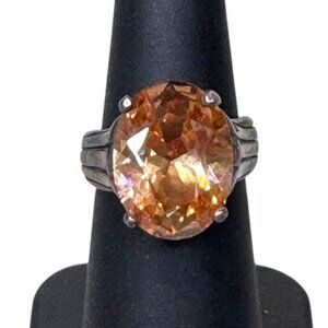 Silpada Sterling Silver 925 Your Highness Poppy Orange CZ Ring Size 6 Statement